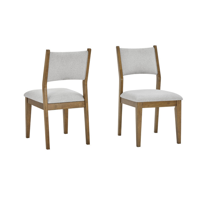 Dafne Set of 2 Walnut Oak Dining Side Chairs with Light Gray Fabric