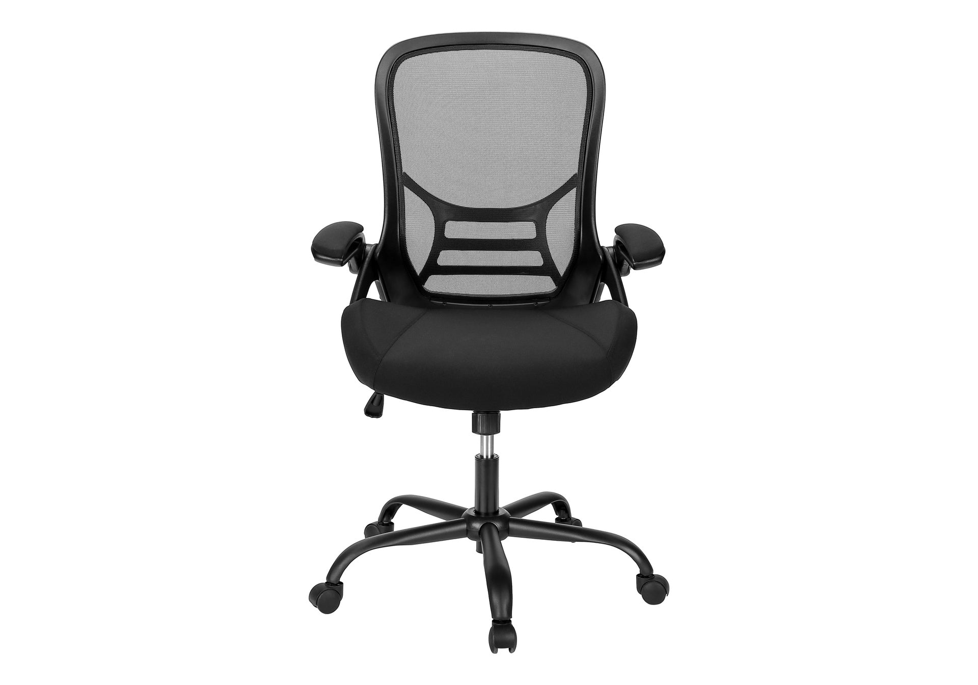 Office Chair, Swivel, Armrests, Adjustable Height, Ergonomic, Work, Black Mesh, Black Metal, Contemporary, Modern