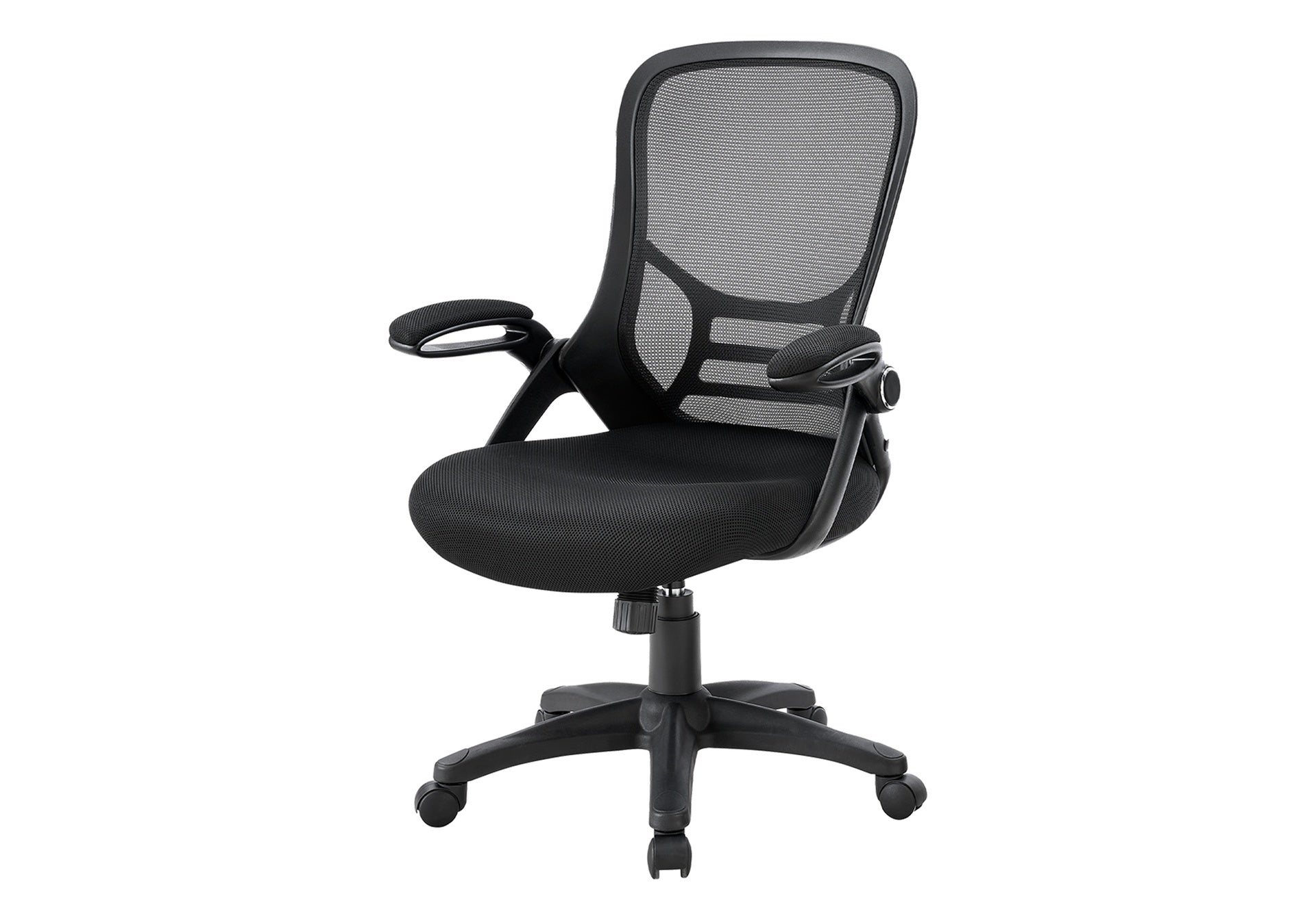 Office Chair, Swivel, Armrests, Adjustable Height, Ergonomic, Work, Black Mesh, Black Metal, Contemporary, Modern
