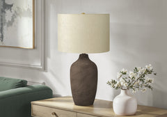 Lighting, 27"h, Table Lamp, Grey Ceramic, Beige Shade, Contemporary