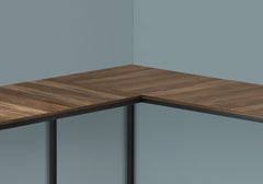 Computer Desk, Home Office, Corner, 58"l, L Shape, Work, Laptop, Brown Laminate, Black Metal, Contemporary, Modern