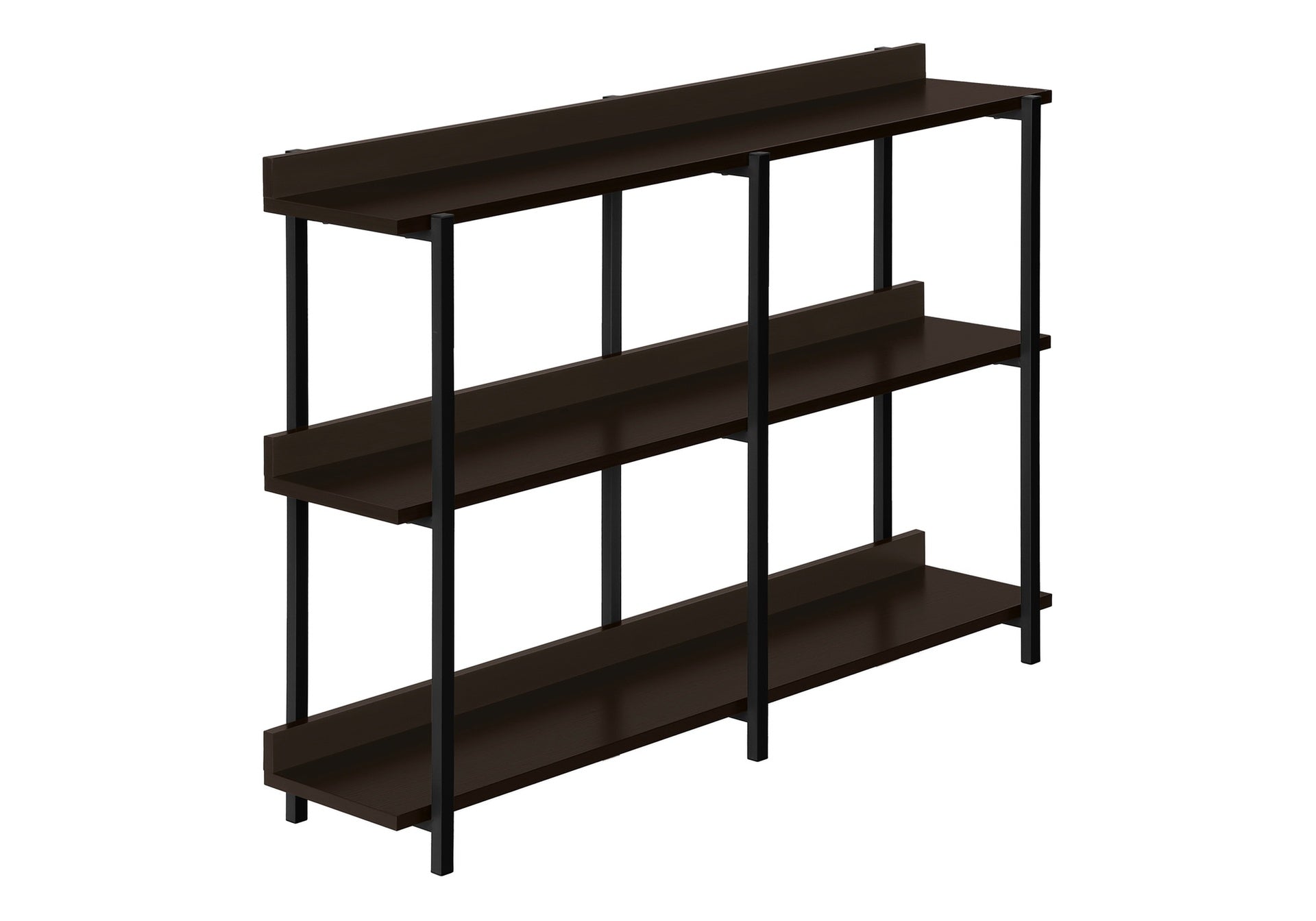 Accent Table, Console, Entryway, Narrow, Sofa, Living Room, Bedroom, Brown Laminate, Black Metal, Contemporary, Modern