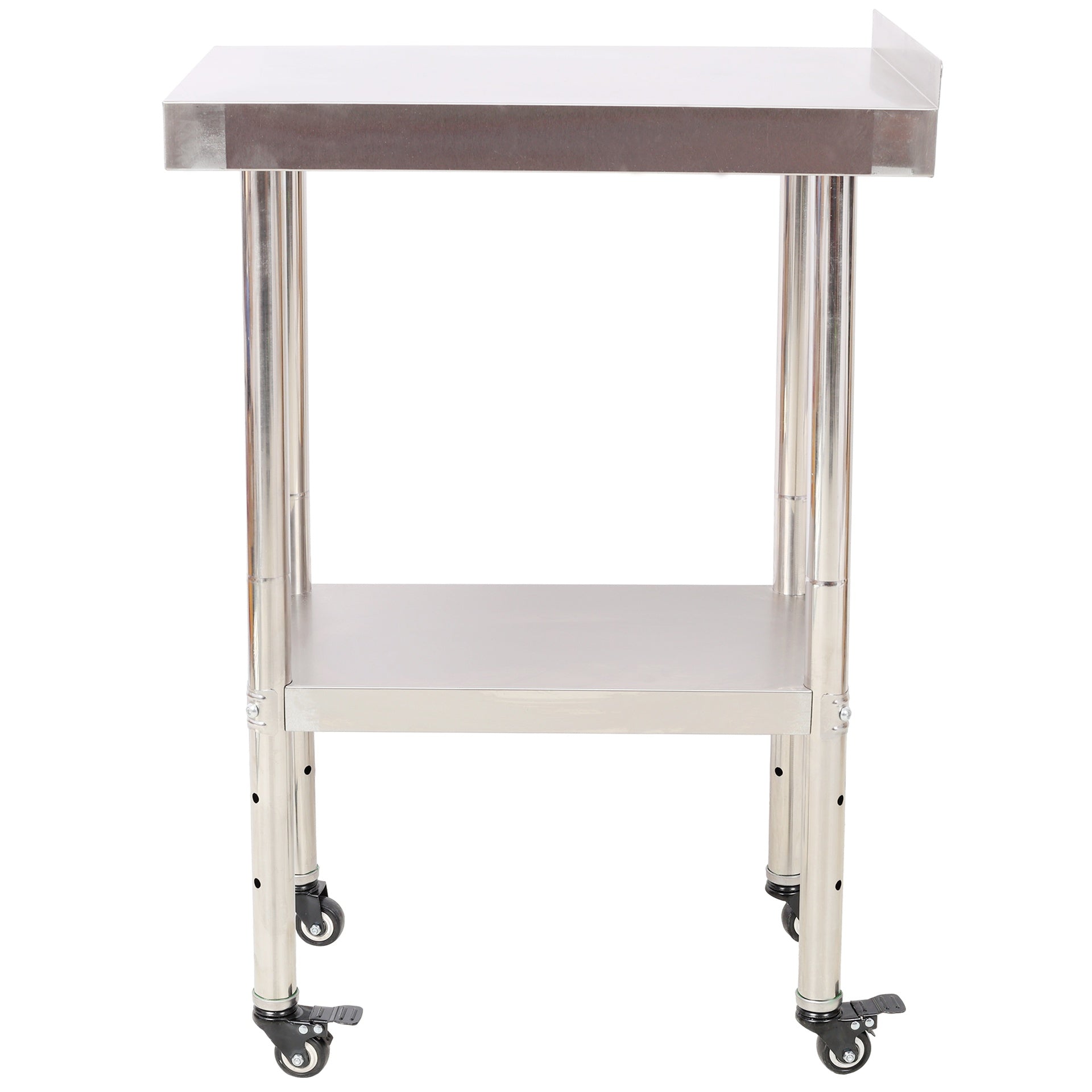 Stainless Steel Prep Table, 24 x 15 x 35-1/2 Inch, 440lbs Load Capacity Heavy Duty Metal Worktable with Backsplash Adjustable Undershelf & 4 Casters, Commercial Workstation for Kitchen Restaurant