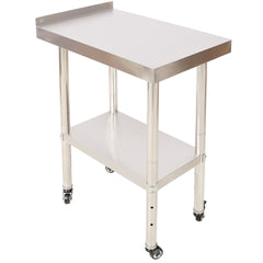Stainless Steel Prep Table, 24 x 15 x 35-1/2 Inch, 440lbs Load Capacity Heavy Duty Metal Worktable with Backsplash Adjustable Undershelf & 4 Casters, Commercial Workstation for Kitchen Restaurant