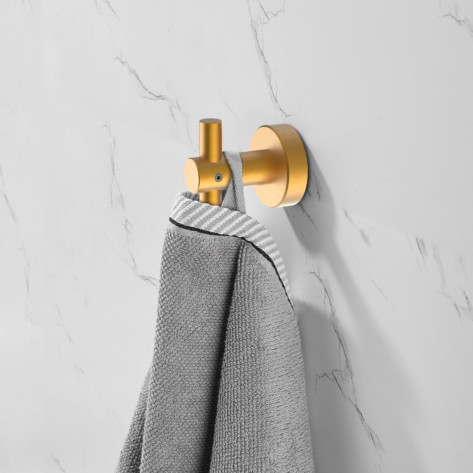 Round Base Wall Hanging Hook with Screws- Brushed Gold Hook, 4 Pack, for Entry Shoe Cabinet, Wardrobe Bathroom Bedroom Furniture Hardware