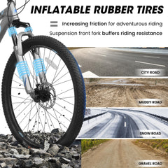 A26251    26-Inch Mountain Bike for Adults and Teenagers, High Carbon Steel Frame, Front and Rear Mechanical Disc Brakes, 21-Speed Gear System, 26x2.125 Tires