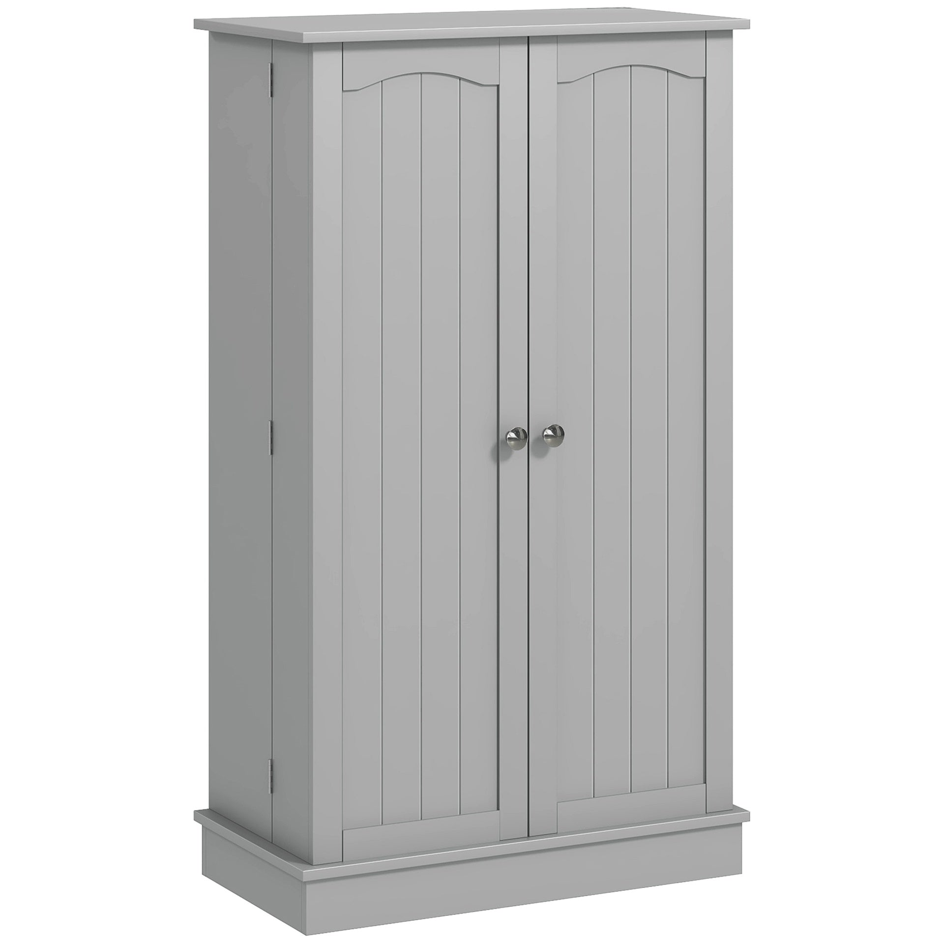 HOMCOM 41" Kitchen Pantry Storage Cabinet, Freestanding Kitchen Cabinet with 12 Door Shelves, Double Doors, 5-tier Shelving and Adjustable Shelves, Paper Gray