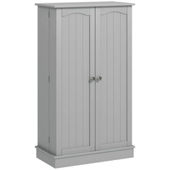 HOMCOM 41" Kitchen Pantry Storage Cabinet, Freestanding Kitchen Cabinet with 12 Door Shelves, Double Doors, 5-tier Shelving and Adjustable Shelves, Paper Gray