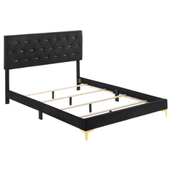 Lexie Black/Gold 5-piece Tufted Panel Queen Bedroom Set