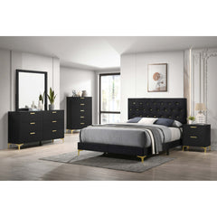 Lexie Black/Gold 5-piece Tufted Panel Queen Bedroom Set