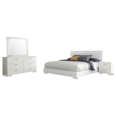 Dulcey White High Gloss 4-piece Eastern King Bedroom Set