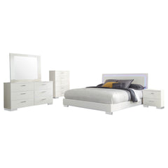 Dulcey White High Gloss 5-piece Eastern King Bedroom Set