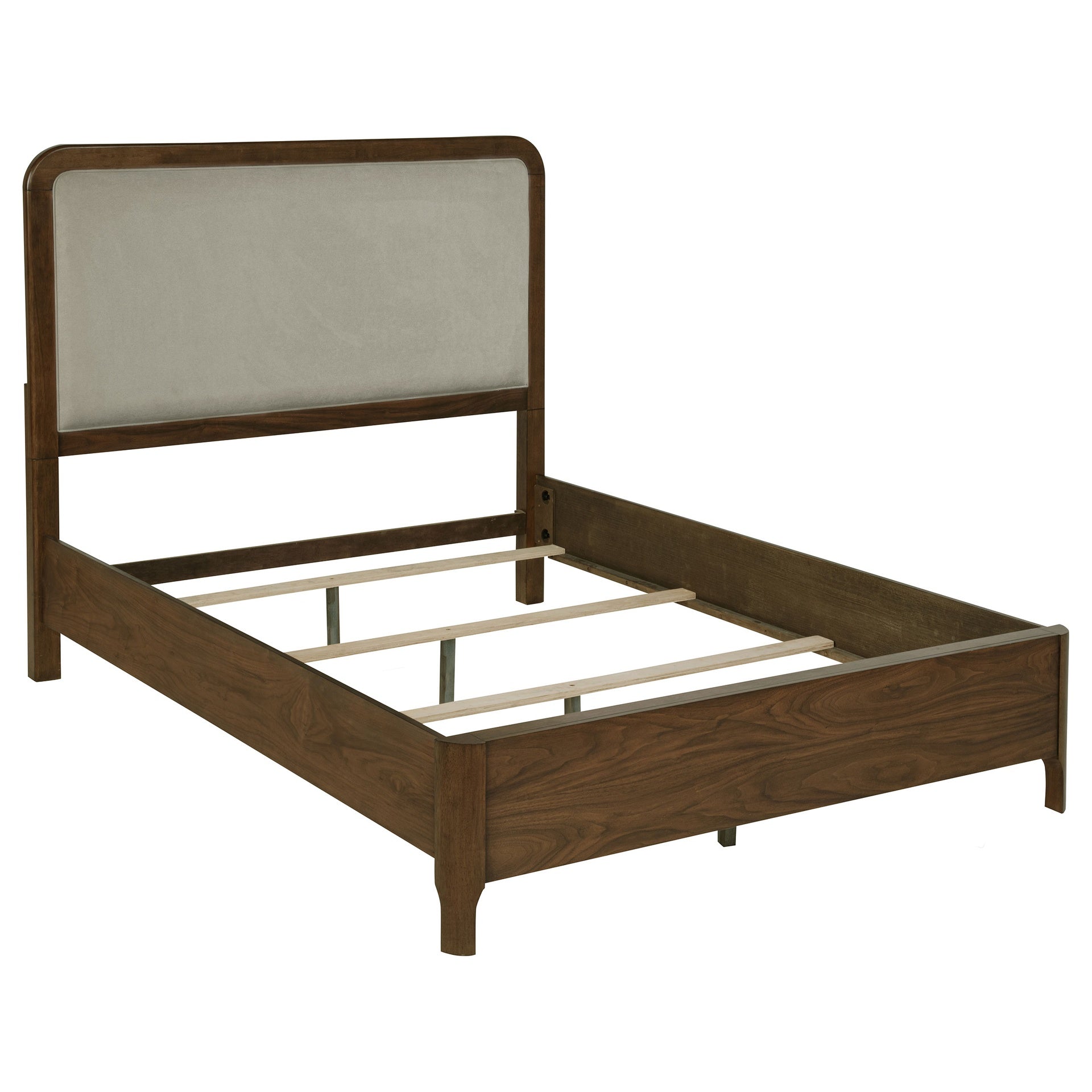 Verona Walnut Upholstered Queen Panel Bed