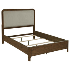 Verona Walnut Upholstered Queen Panel Bed