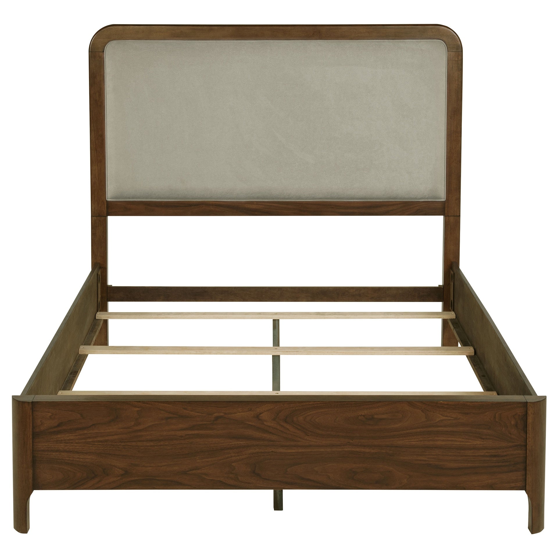 Verona Walnut Upholstered Queen Panel Bed
