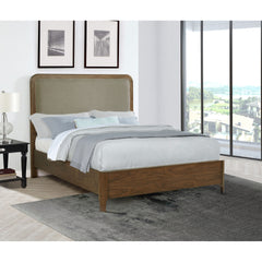 Verona Walnut Upholstered Queen Panel Bed