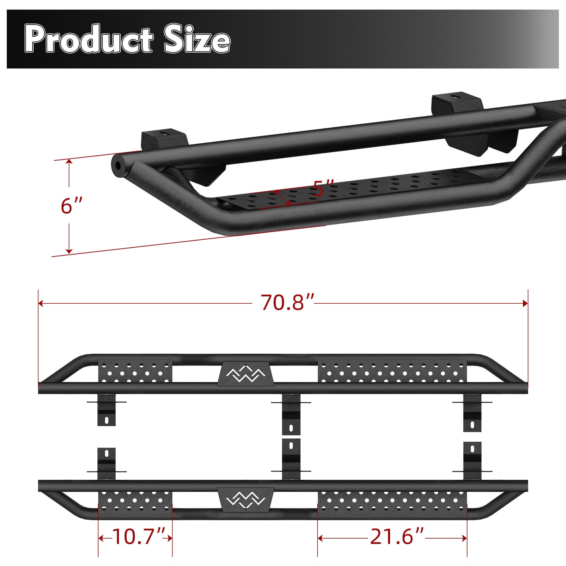 Running Boards Nerf Bars Side Steps For 2018-2026 Jeep Wrangler JL 4 Door 2PCS
