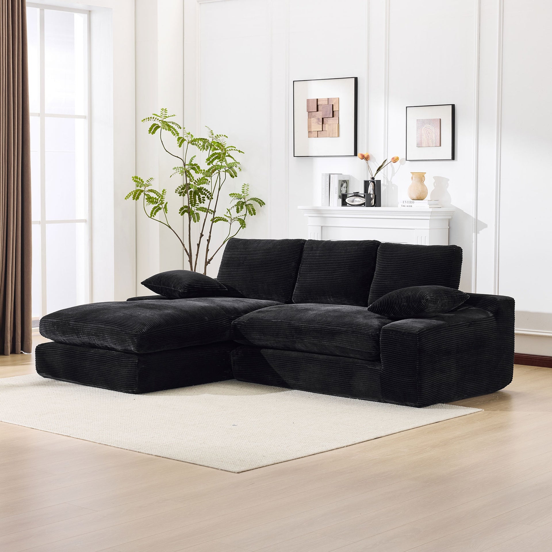 99*69" Modular Sectional Living Room Sofa Set, Modern Minimalist Style Couch, Upholstered Sleeper Sofa for Living Room, Bedroom, 2 PC Free Combination, Installation-free Sofa, L-Shape, Black