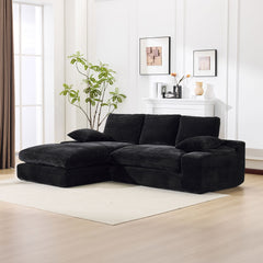 99*69" Modular Sectional Living Room Sofa Set, Modern Minimalist Style Couch, Upholstered Sleeper Sofa for Living Room, Bedroom, 2 PC Free Combination, Installation-free Sofa, L-Shape, Black