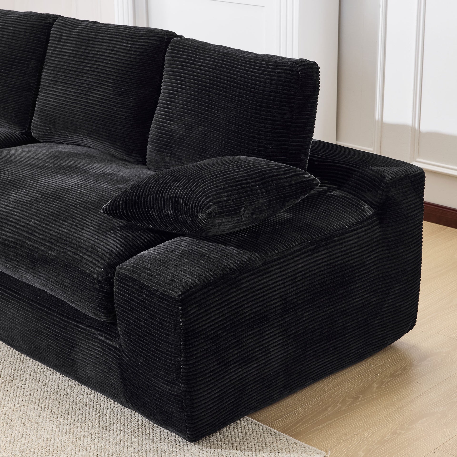 99*69" Modular Sectional Living Room Sofa Set, Modern Minimalist Style Couch, Upholstered Sleeper Sofa for Living Room, Bedroom, 2 PC Free Combination, Installation-free Sofa, L-Shape, Black