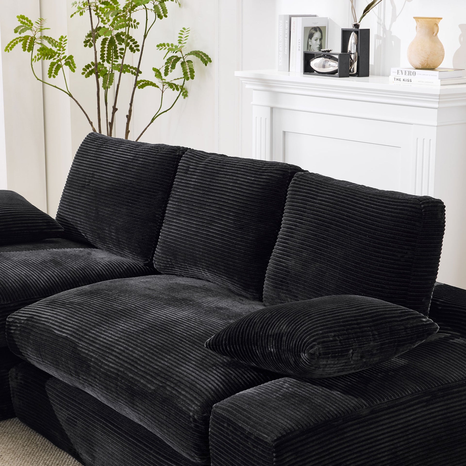99*69" Modular Sectional Living Room Sofa Set, Modern Minimalist Style Couch, Upholstered Sleeper Sofa for Living Room, Bedroom, 2 PC Free Combination, Installation-free Sofa, L-Shape, Black