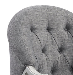 Florian Gray Fabric & Antique White Finish Chair