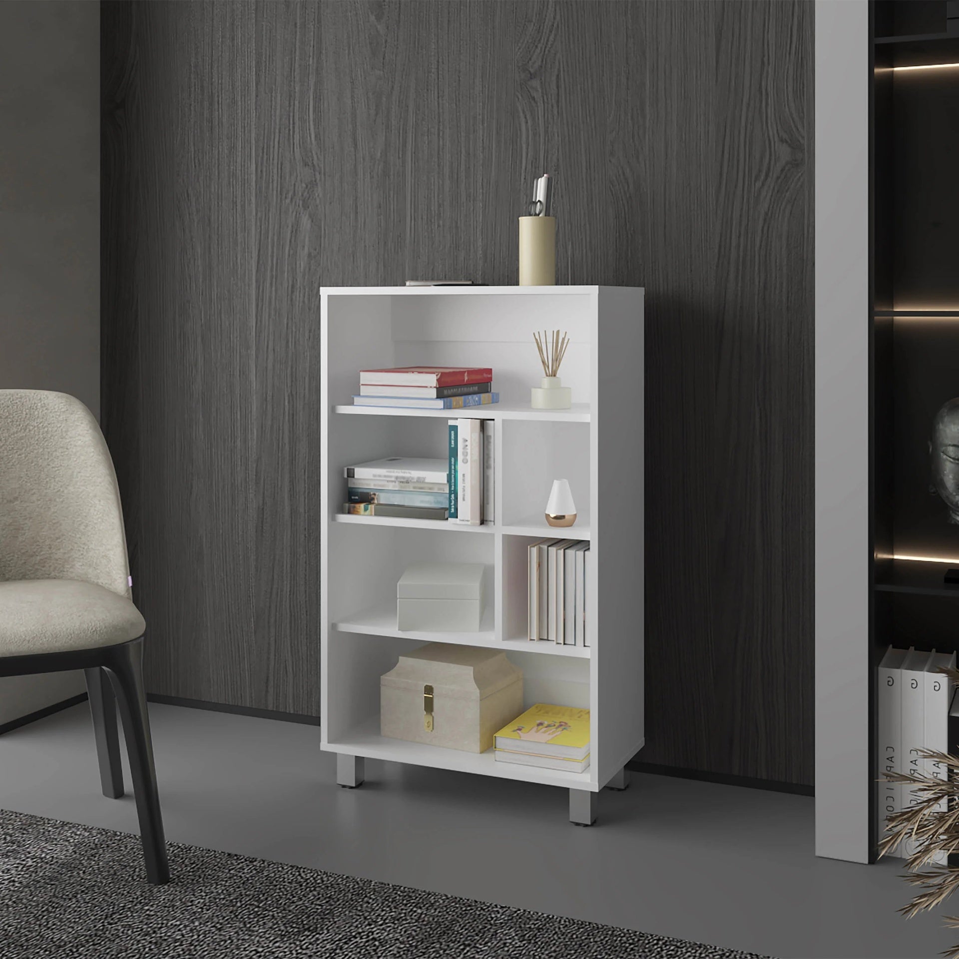 White Bookcase with Six Shelf