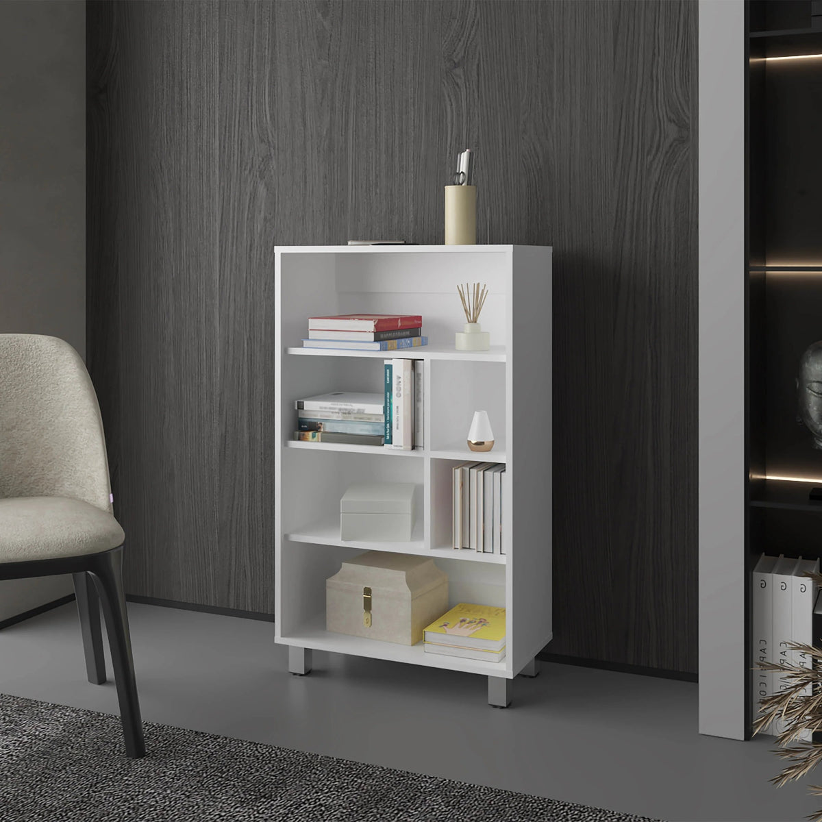 White Bookcase with Six Shelf