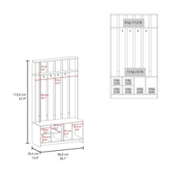 Hall Tree with 7 Shelves, Smokey Gray