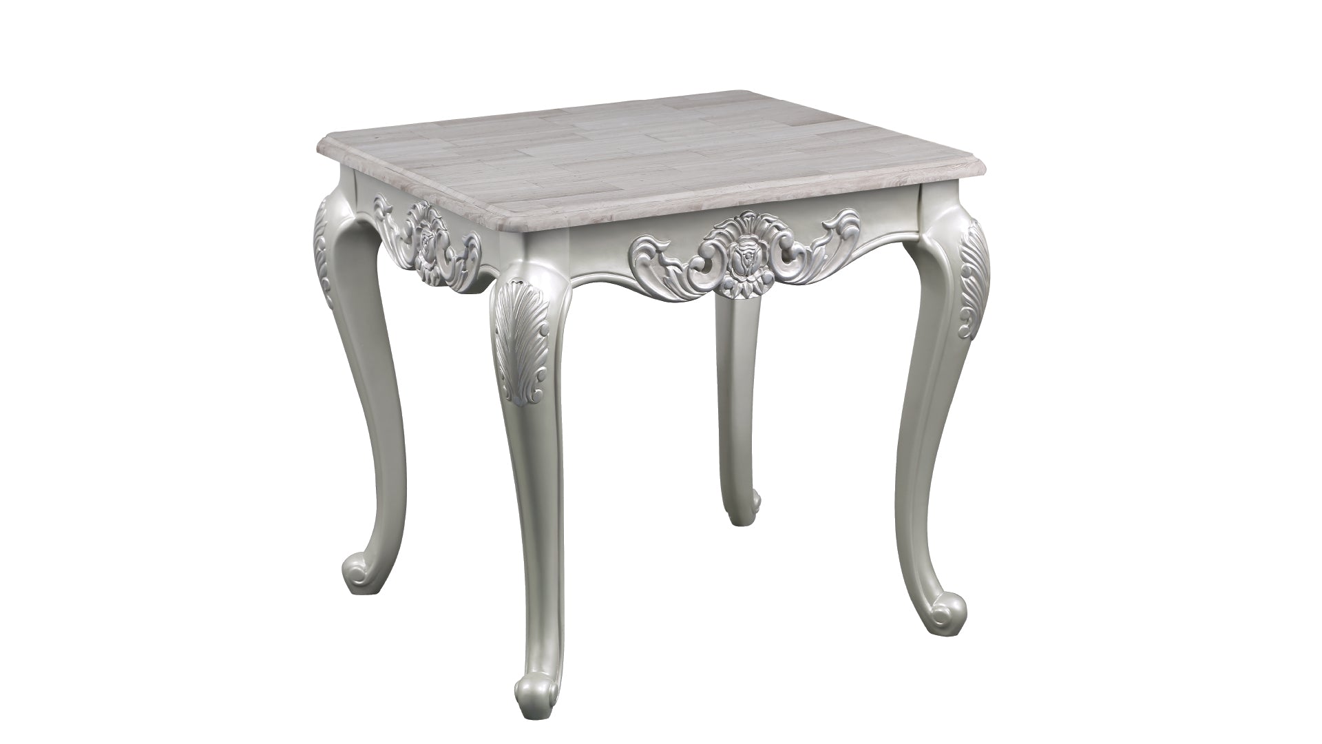 Melrose Traditional Style End Table Made with wood in Silver Finish