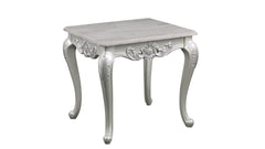 Melrose Traditional Style End Table Made with wood in Silver Finish