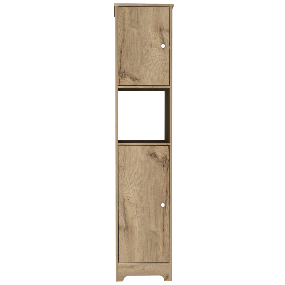 68.8H" Double Door Cabinet, Four Interior Shelves, One Open Shelf, Light Oak