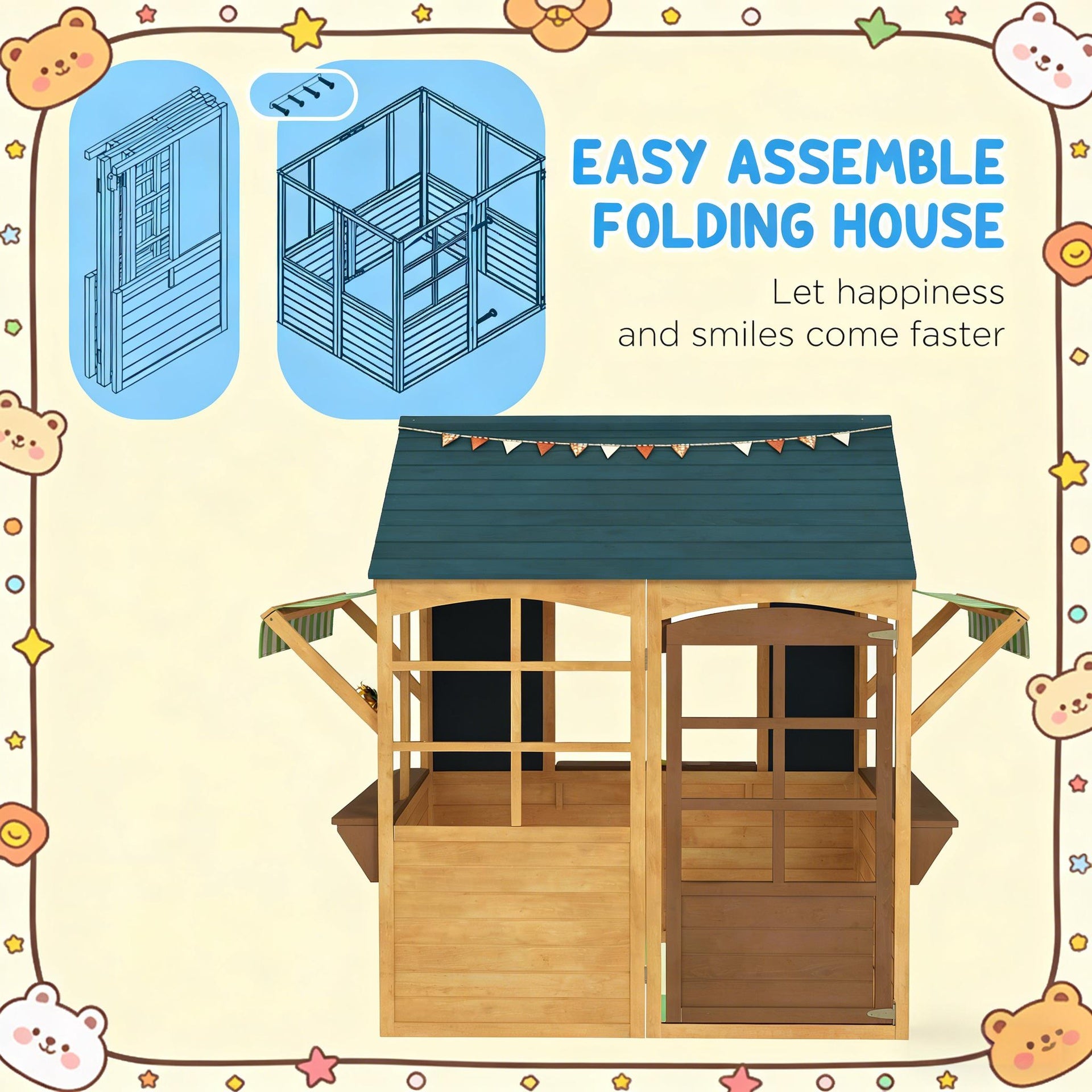 Kids Cottage,Wooden Outdoor Playhouse