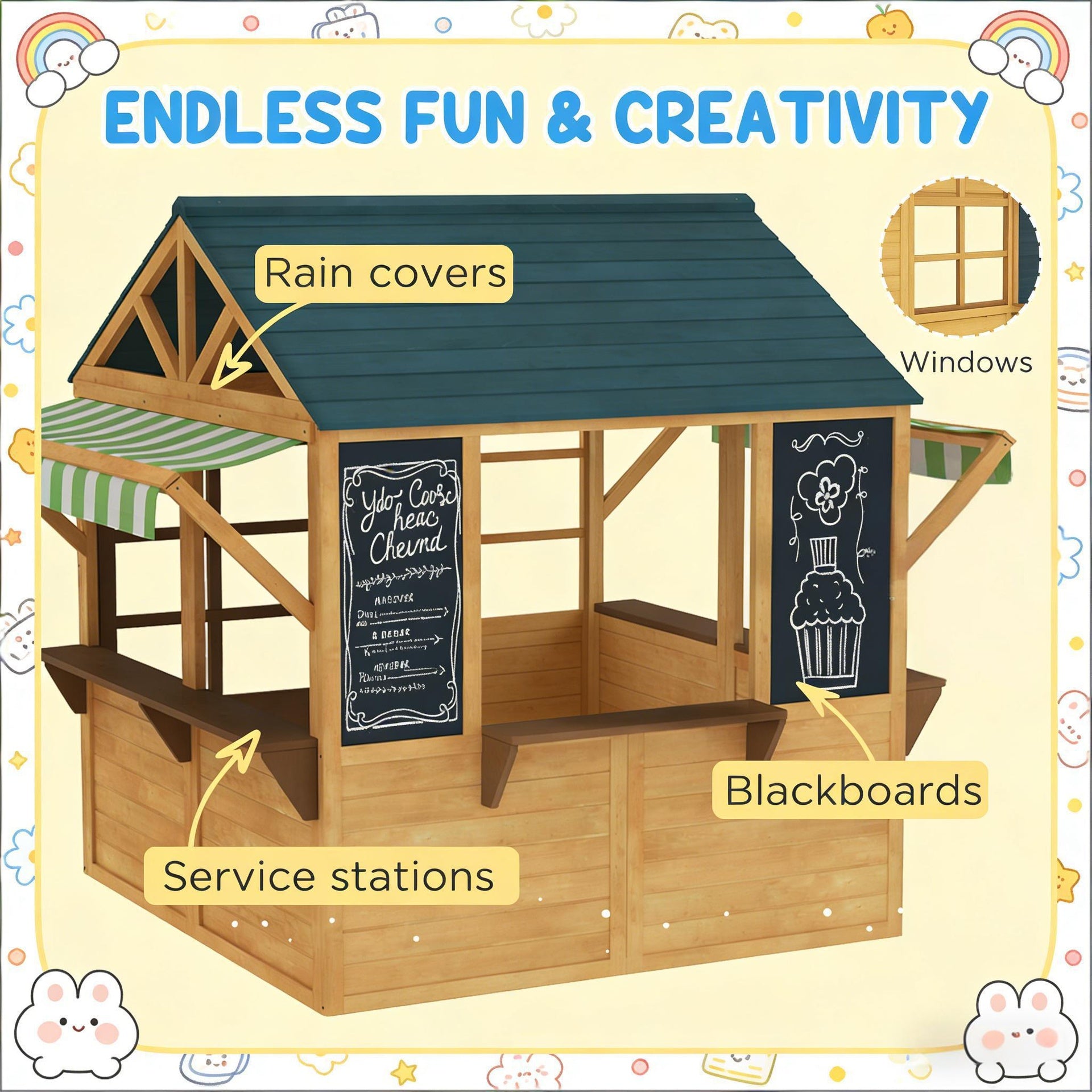 Kids Cottage,Wooden Outdoor Playhouse