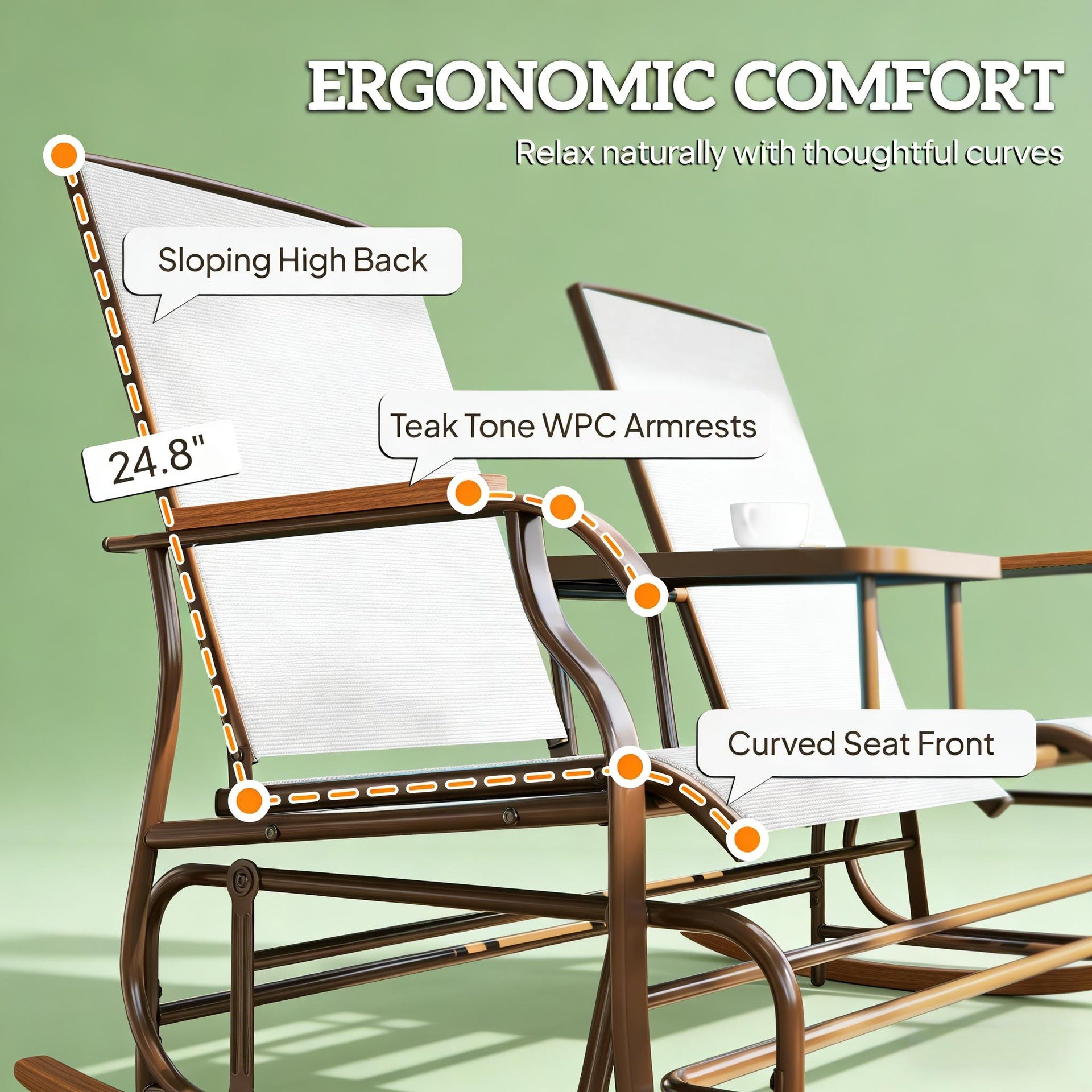 Nordic Style Glider Bench,Outdoor 2-Person Glider Bench