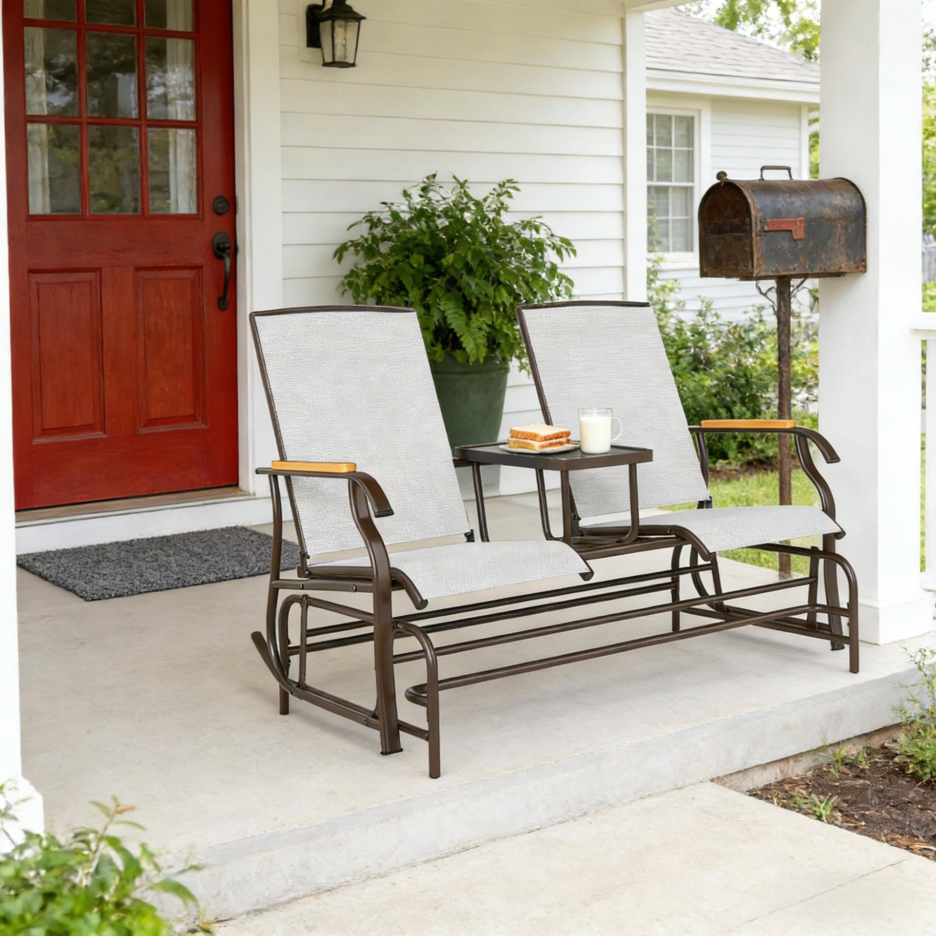 Nordic Style Glider Bench,Outdoor 2-Person Glider Bench