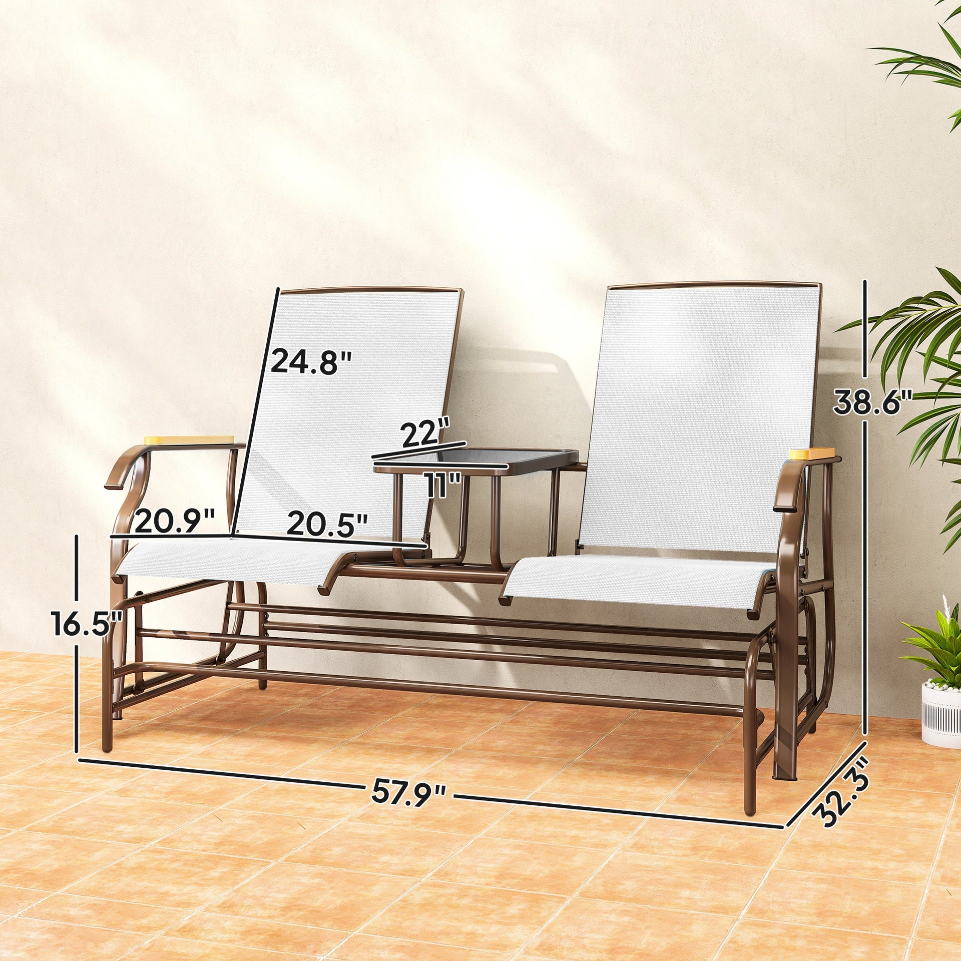 Nordic Style Glider Bench,Outdoor 2-Person Glider Bench