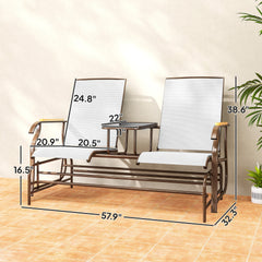 Nordic Style Glider Bench,Outdoor 2-Person Glider Bench