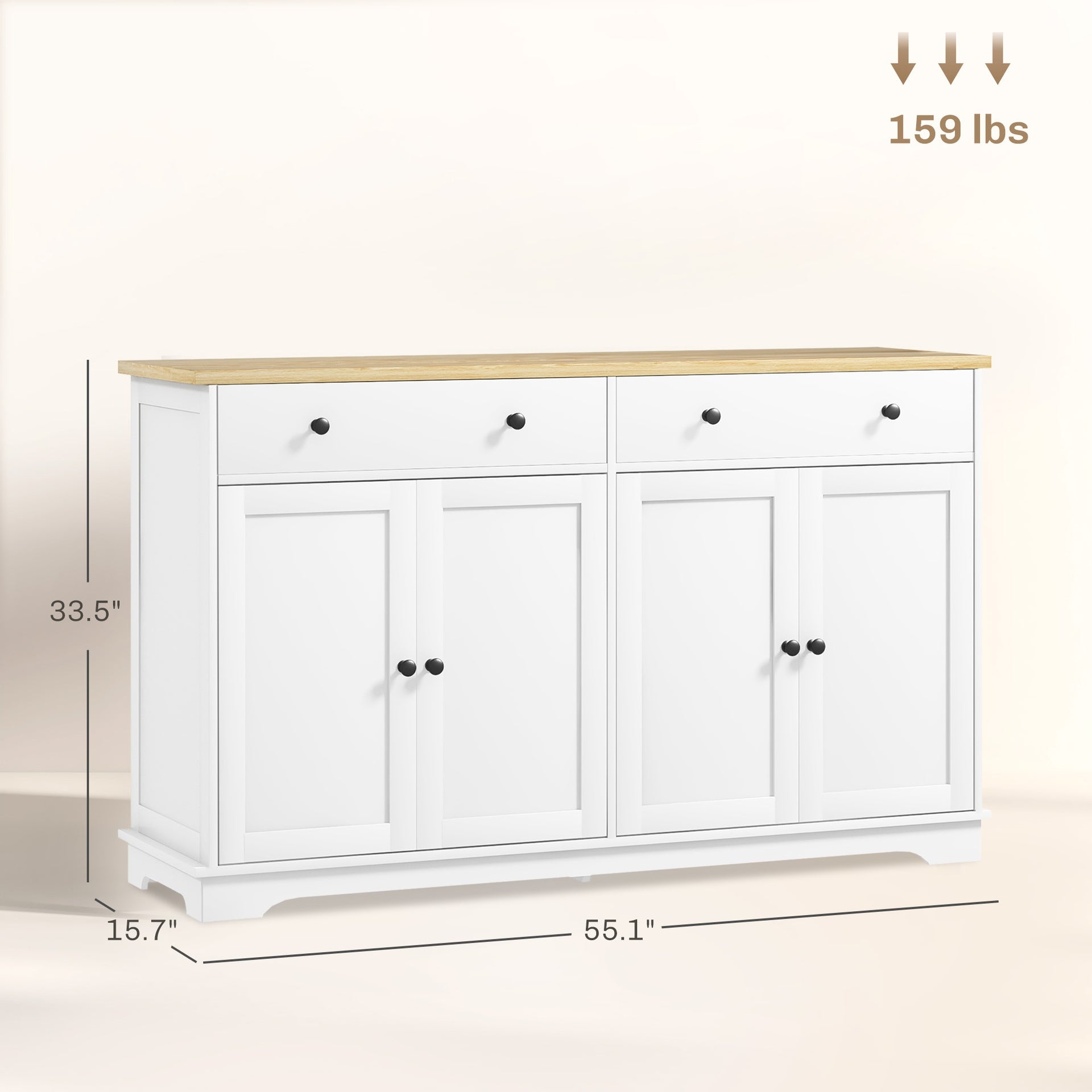 Elegant Style Buffet Cabinet with Storage Drawers,Sideboard, Adjustable Shelves for Your Home