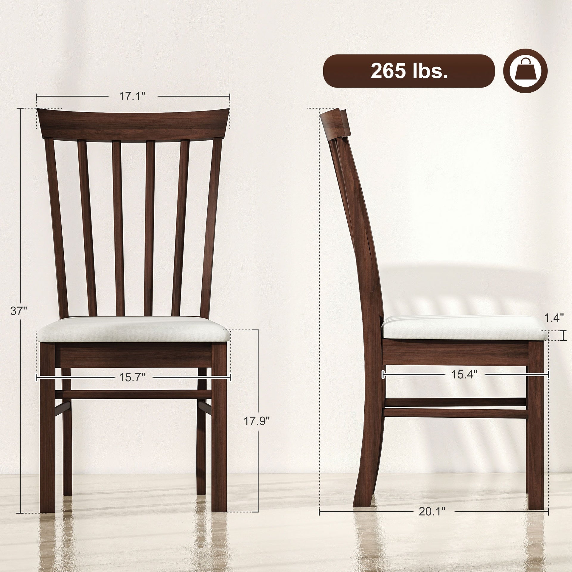 Modern Style Upholstered Kitchen Chairs,Wooden Dining Chairs Set of 2,with Rubber Wood Frame