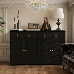 Kitchen Storage Sideboard with Barn Style Doors, Drawers Buffet Cabinet