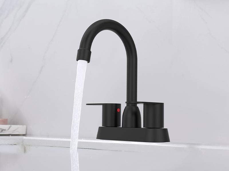 Bathroom Faucet Matte Black 2-Handle Bathroom Sink Faucet 360 Degree High Arc Swivel Spout Centerset 4 Inch Vanity Faucet RV Bathroom Faucet 2/3 Holes Lavatory Faucet