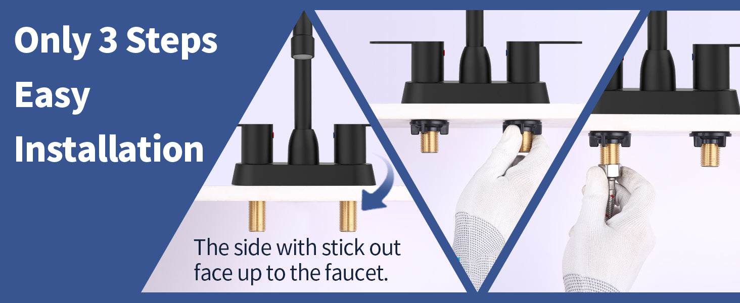 Bathroom Faucet Matte Black 2-Handle Bathroom Sink Faucet 360 Degree High Arc Swivel Spout Centerset 4 Inch Vanity Faucet RV Bathroom Faucet 2/3 Holes Lavatory Faucet