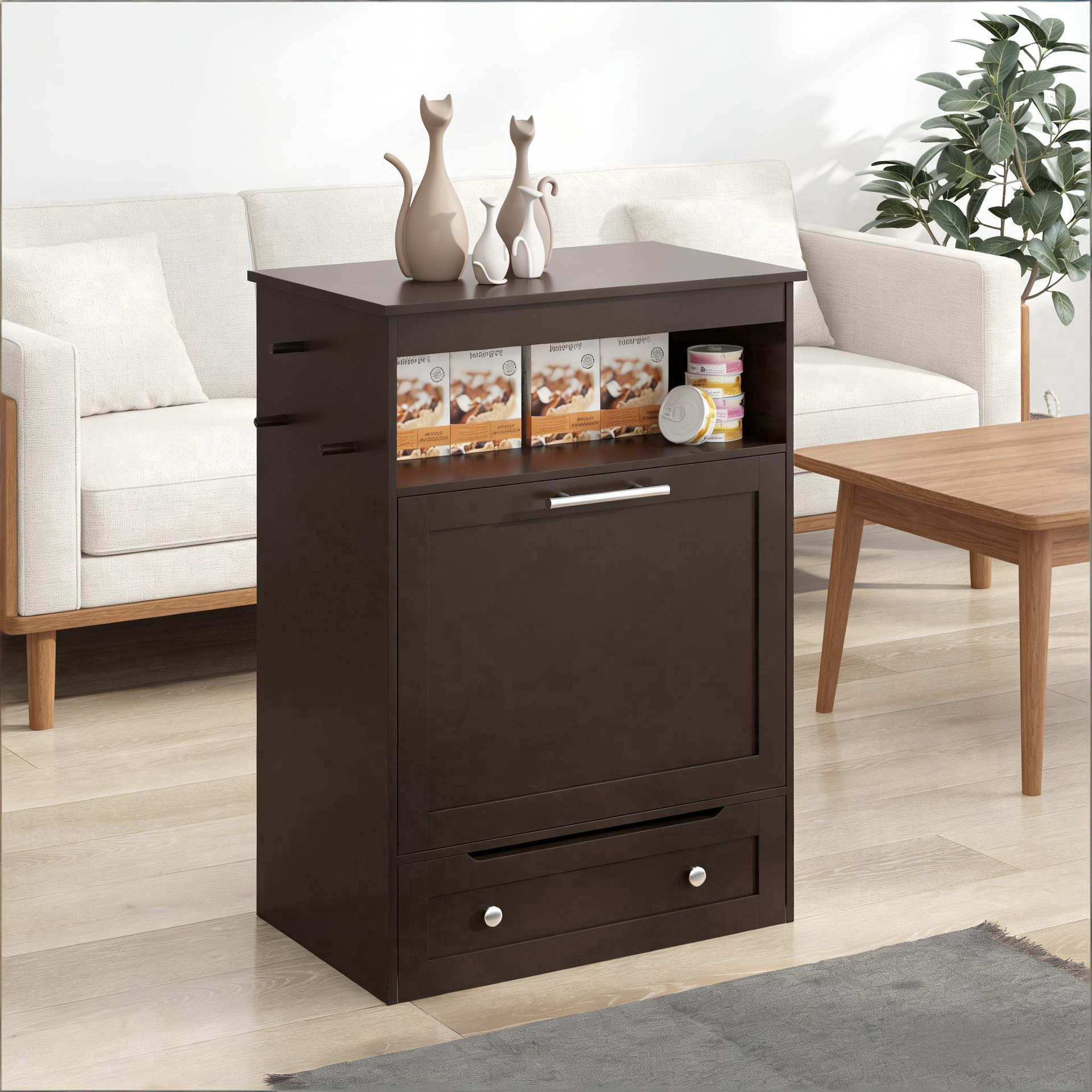 Dog Food Storage Container,Pet Feeder Station Storage Cabinet