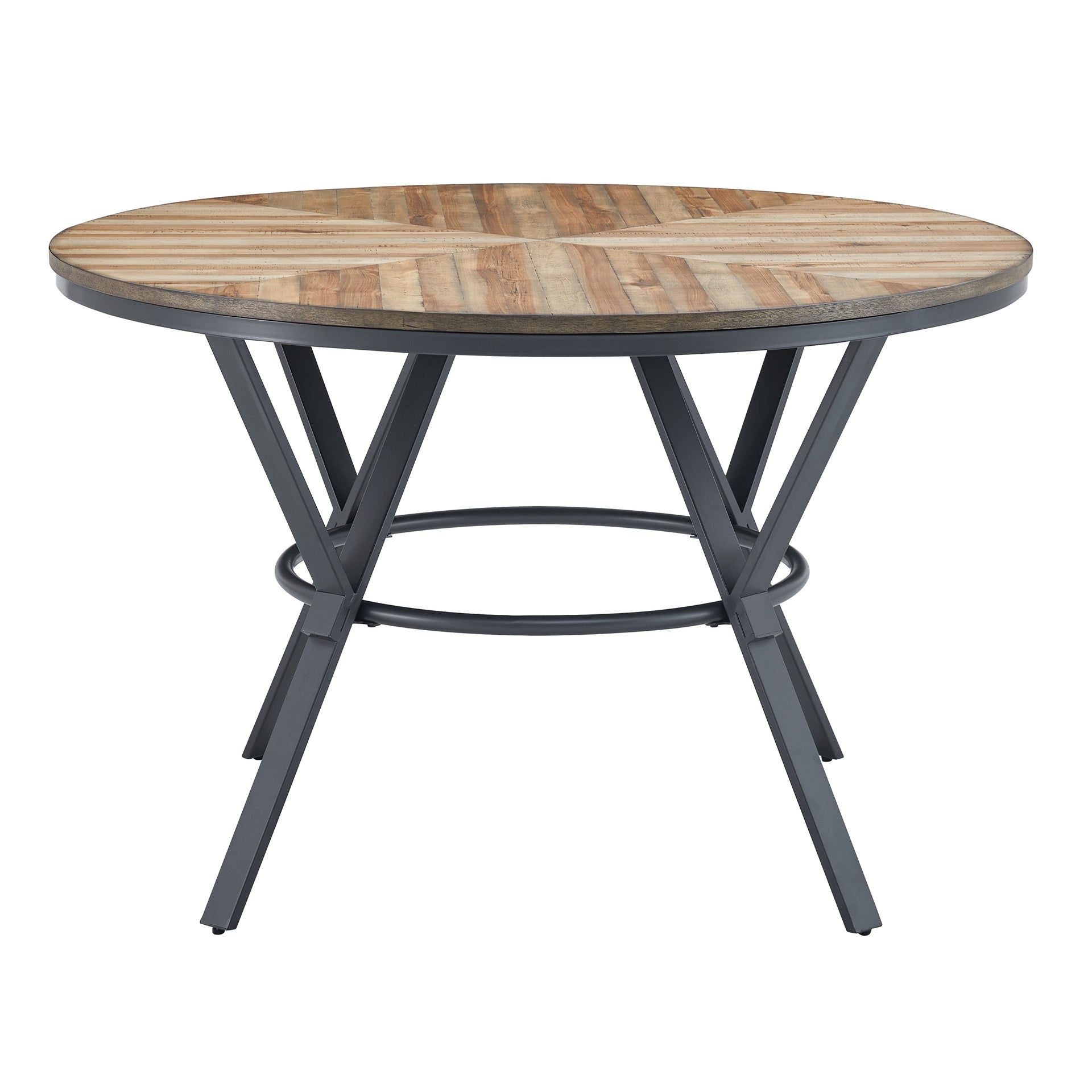 Indoor Dining Round Table With Metal Legs,Light Birch