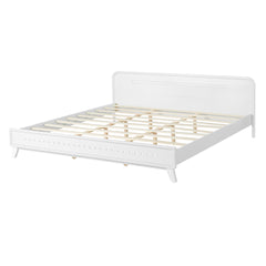 PINE SOLID WOOD KING SIZE BED, SOLID AND STABLE, NO BOX SPRING NEEDED, WHITE COLOR