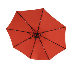 10ft Solar LED Offset Hanging Market Patio Umbrella  (orange )(No Base)