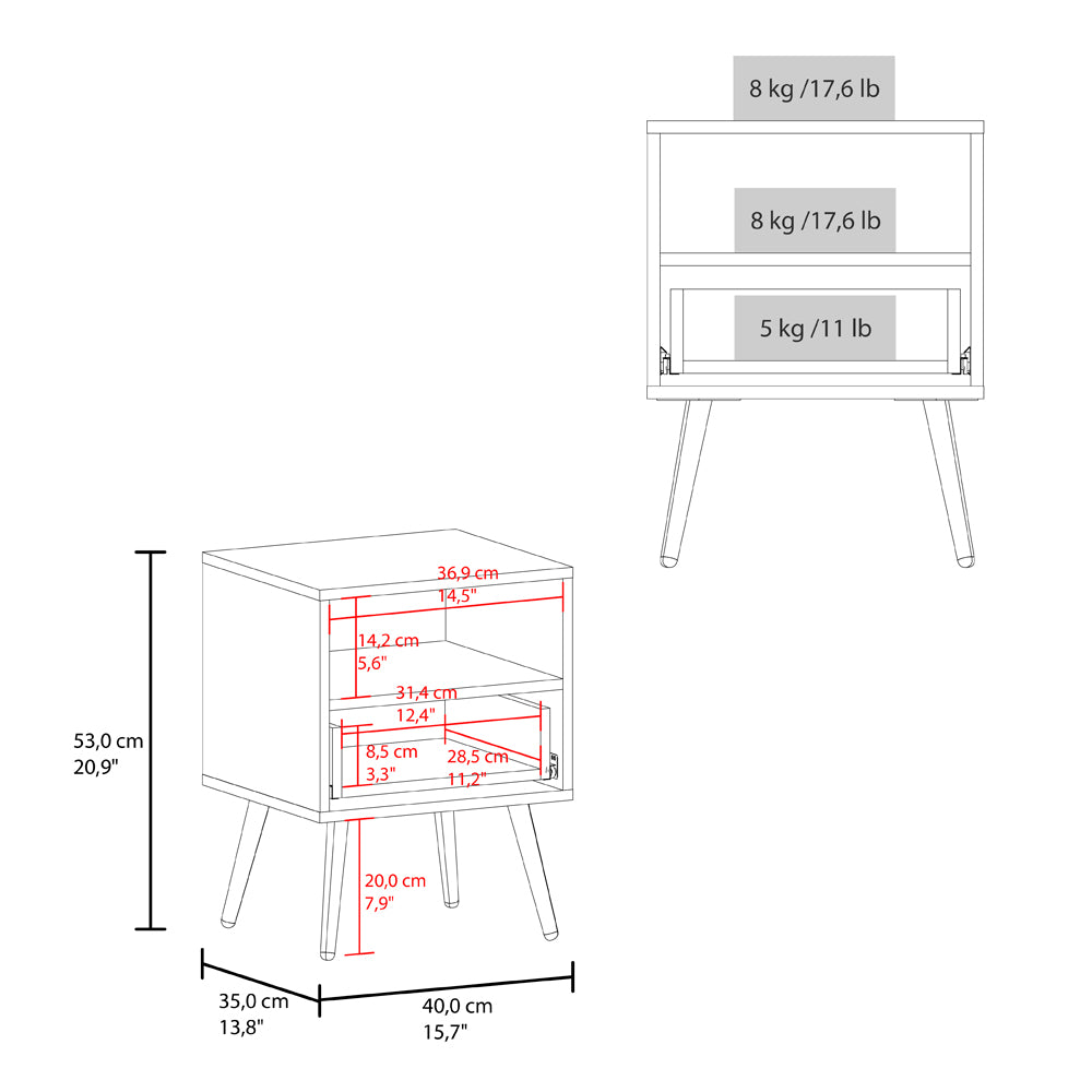 Kechi Nightstand White/Macadamia