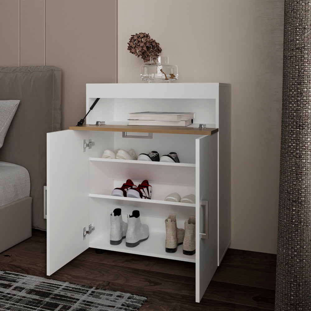 Moab Shoe Rack, Living Room, White/Macadamia