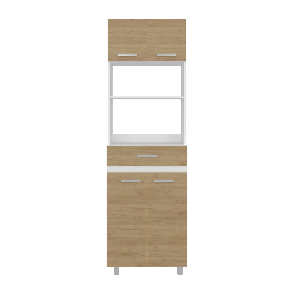 Lakeridge Pantry Cabinet – Modern Storage Solution with White and Macadamia Wood Finish